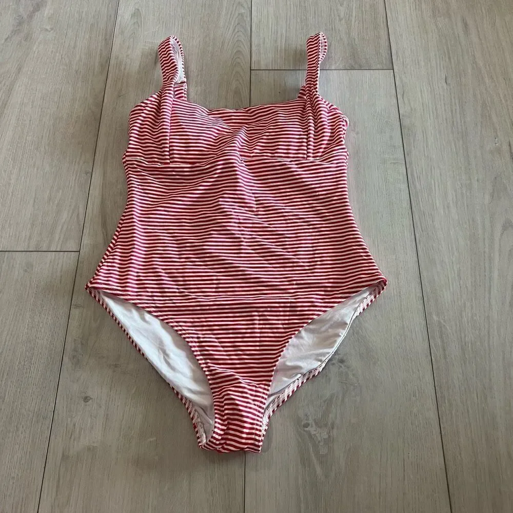 Sea level SORRENTO STRIPE SQUARE NECK ONE PIECE - RED size 6